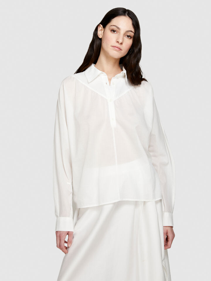 Oversized blouse - women's blouses - White | Sisley image number 4